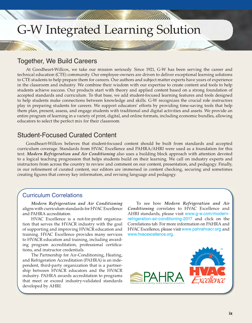 Modern Refrigeration and Air Conditioning, 20th Edition page ix