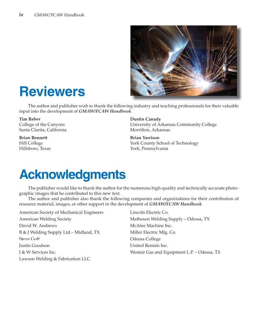 GMAW/FCAW Handbook, 1st Edition page iv