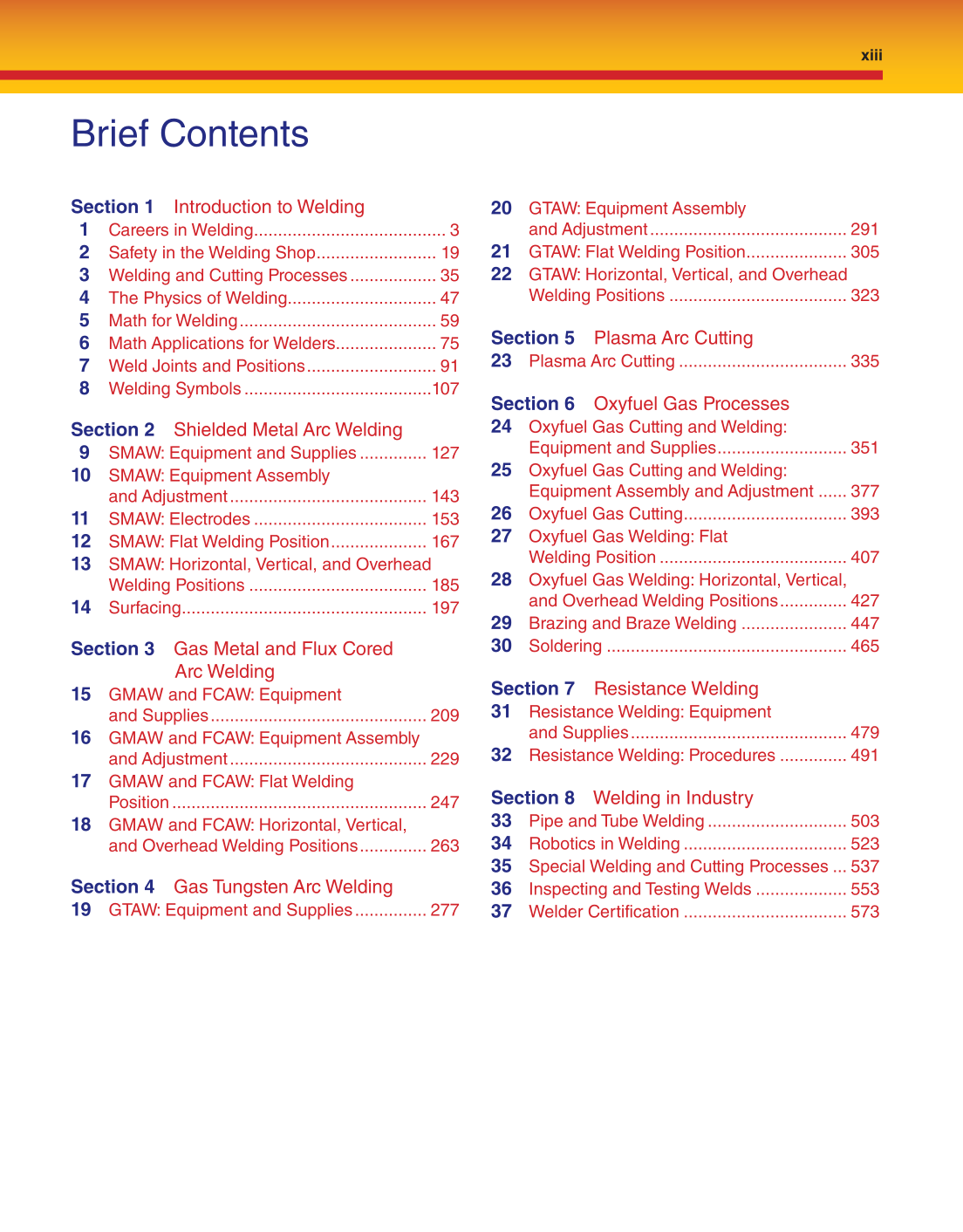 Welding Fundamentals, 5th Edition page xiii