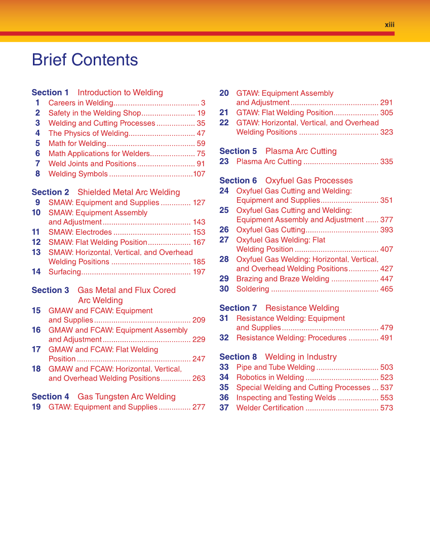 Welding Fundamentals, 5th Edition page xiii