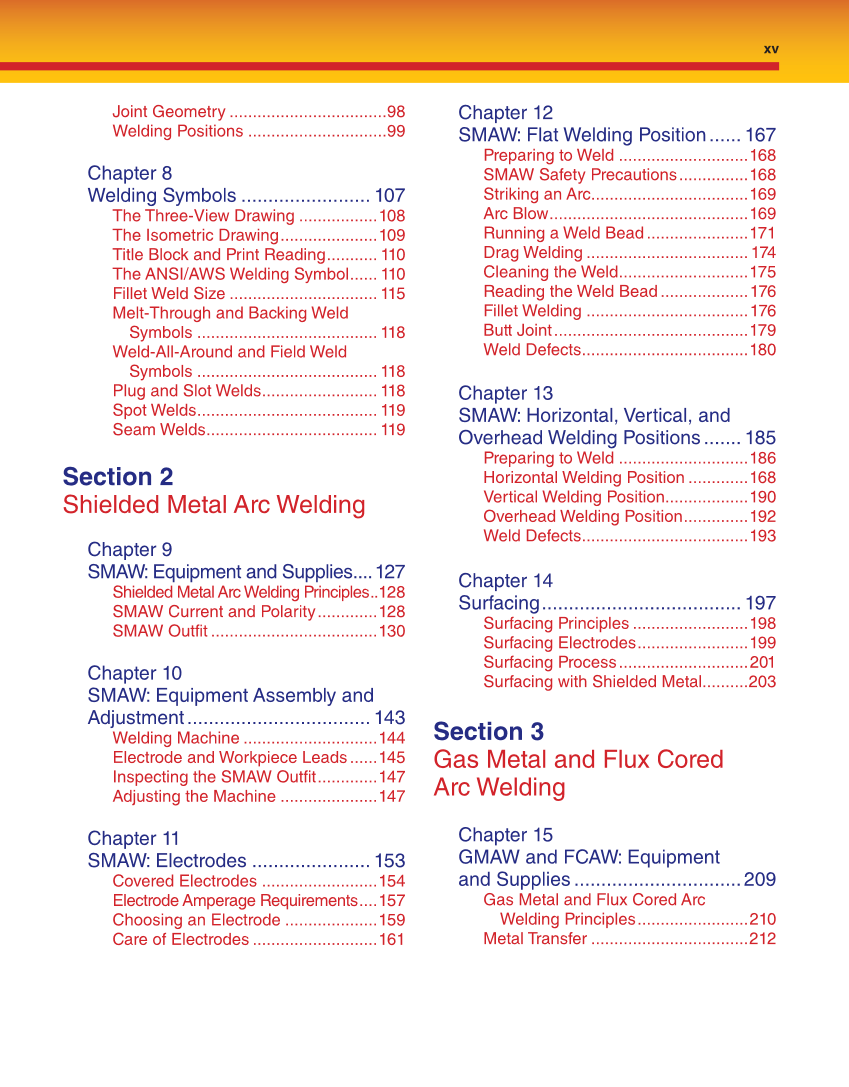 Welding Fundamentals, 5th Edition page xv