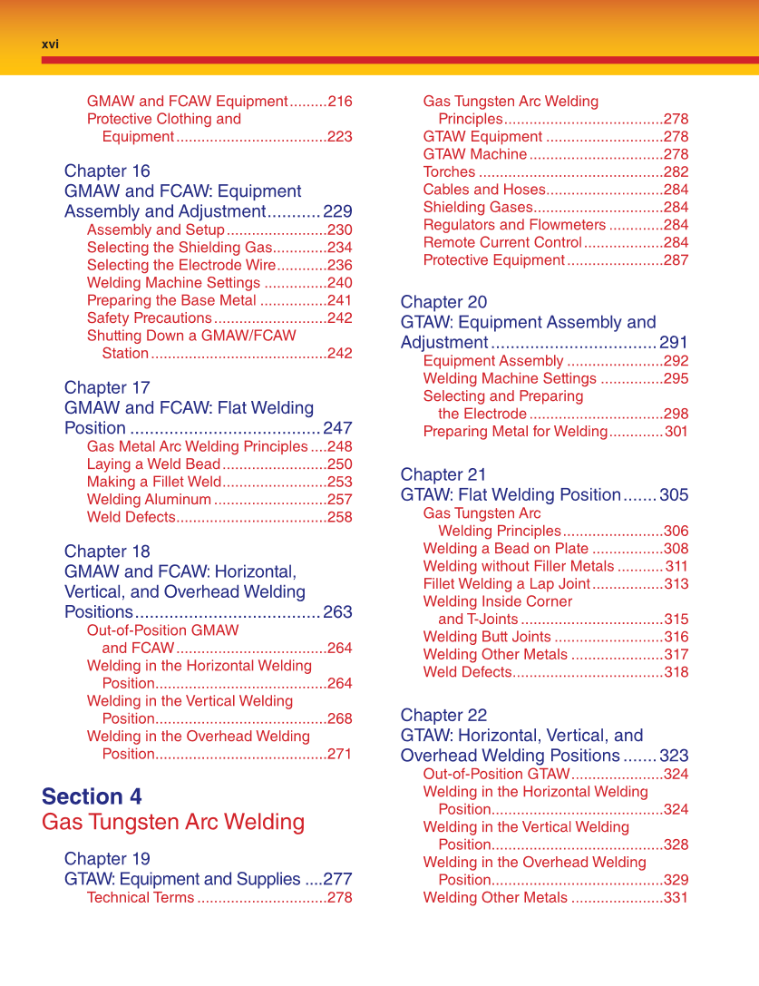 Welding Fundamentals, 5th Edition page xvi