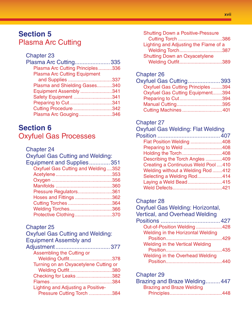 Welding Fundamentals, 5th Edition page xvii