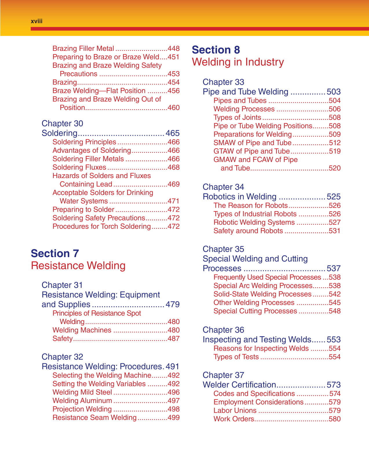Welding Fundamentals, 5th Edition page xviii