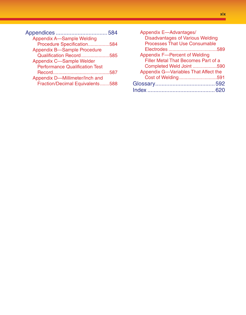 Welding Fundamentals, 5th Edition page xix