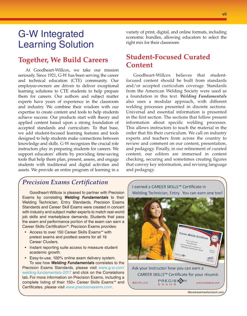 Welding Fundamentals, 5th Edition page vii