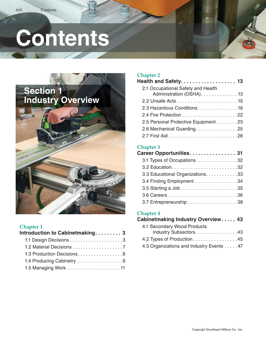 Modern Cabinetmaking, 5th Edition page xiv