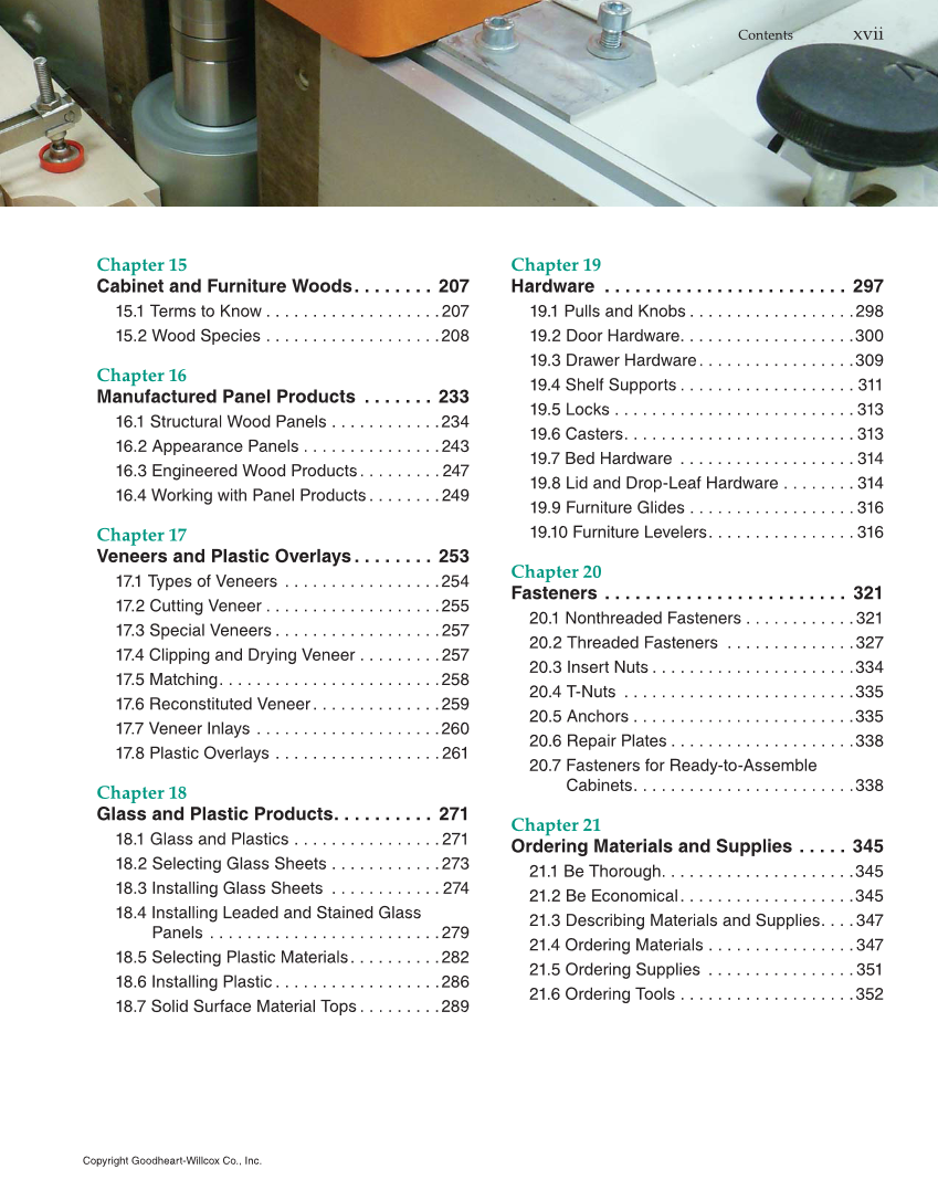 Modern Cabinetmaking, 5th Edition page xvii