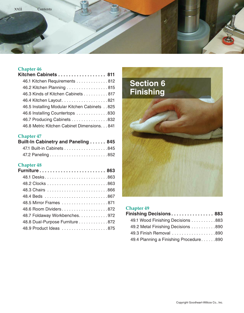 Modern Cabinetmaking, 5th Edition page xxii