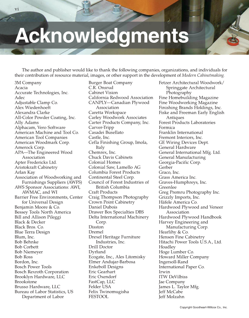 Modern Cabinetmaking, 5th Edition page vi