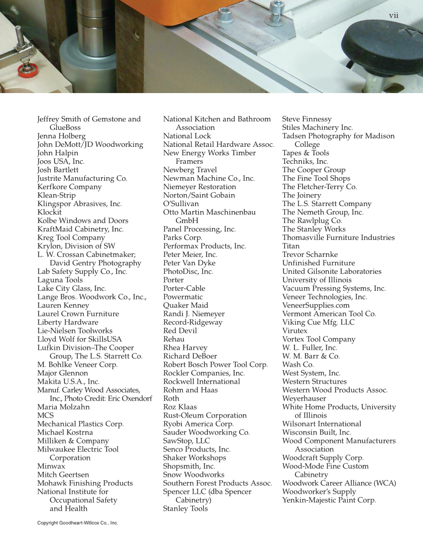 Modern Cabinetmaking, 5th Edition page vii