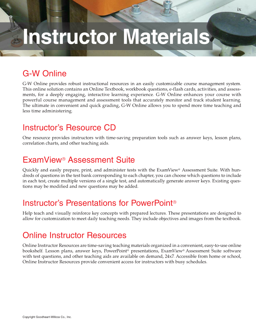 Modern Cabinetmaking, 5th Edition page ix