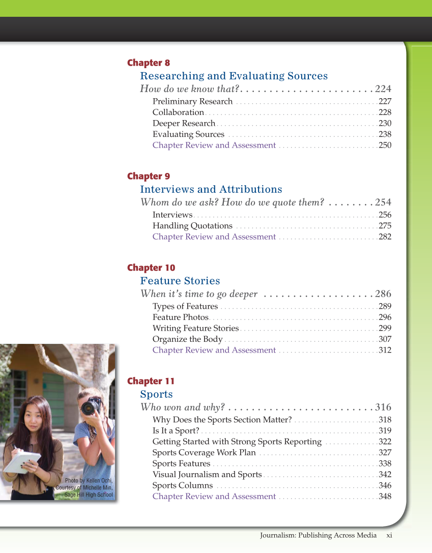 Journalism: Publishing Across Media, 1st Edition page xi