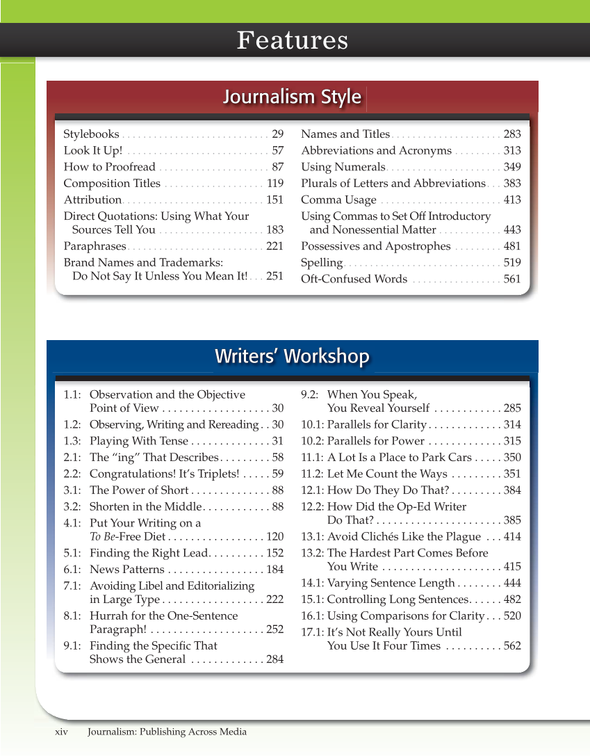 Journalism: Publishing Across Media, 1st Edition page xiv
