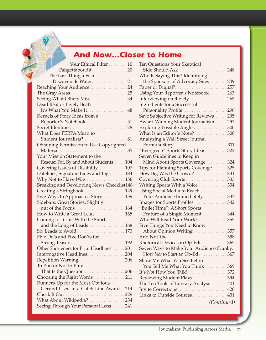 Journalism: Publishing Across Media, 1st Edition page xv