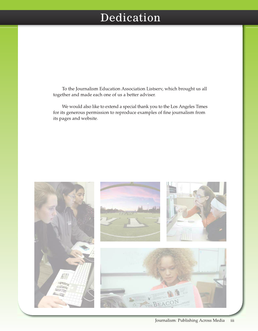Journalism: Publishing Across Media, 1st Edition page iii