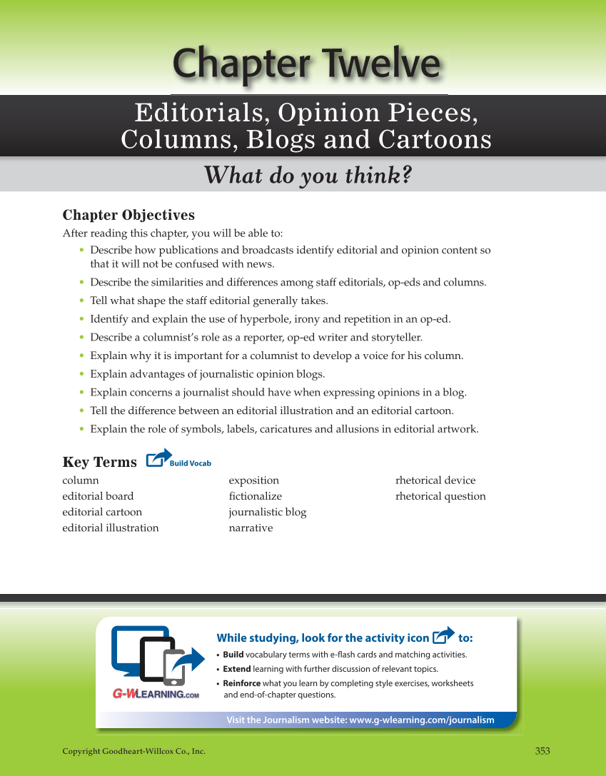 Journalism: Publishing Across Media, 1st Edition page 353