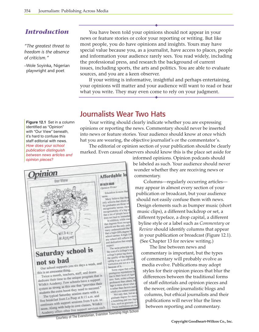 Journalism: Publishing Across Media, 1st Edition page 354