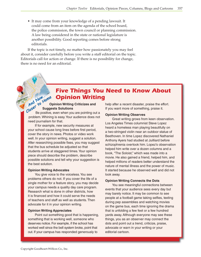 Journalism: Publishing Across Media, 1st Edition page 357