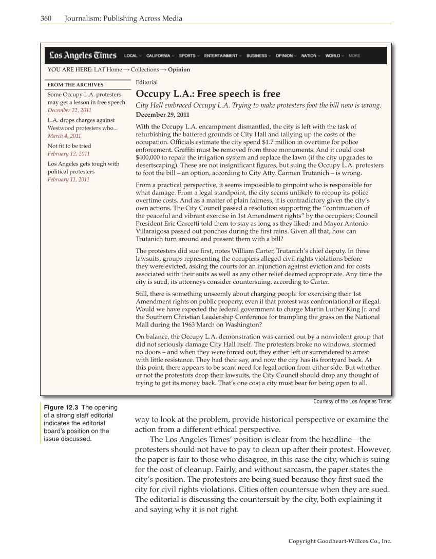 Journalism: Publishing Across Media, 1st Edition page 360