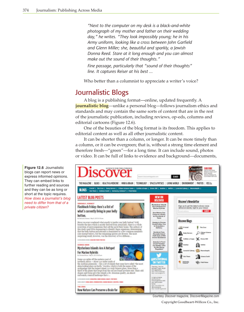 Journalism: Publishing Across Media, 1st Edition page 374