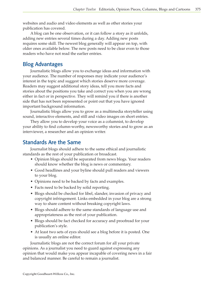 Journalism: Publishing Across Media, 1st Edition page 375