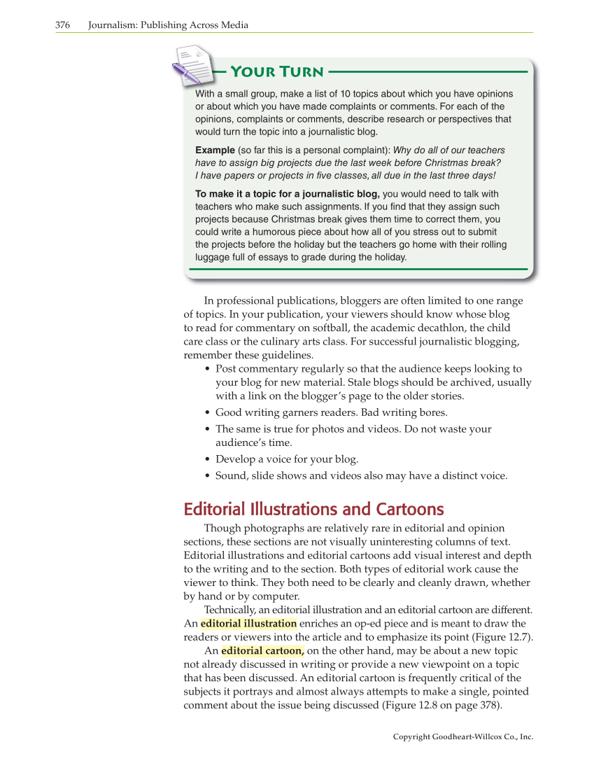 Journalism: Publishing Across Media, 1st Edition page 376