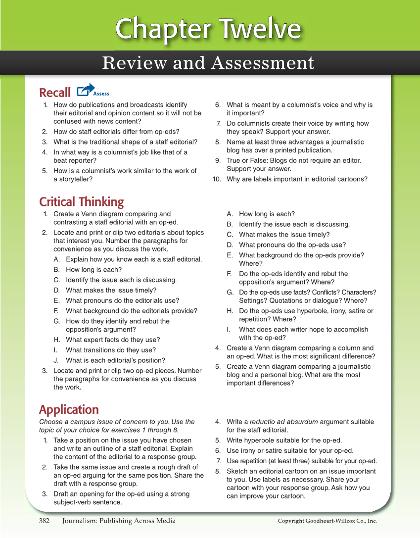 Journalism: Publishing Across Media, 1st Edition page 382