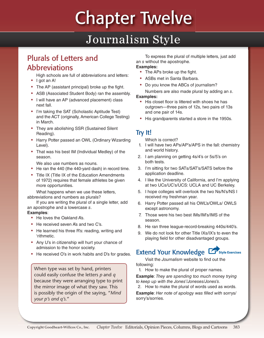 Journalism: Publishing Across Media, 1st Edition page 383