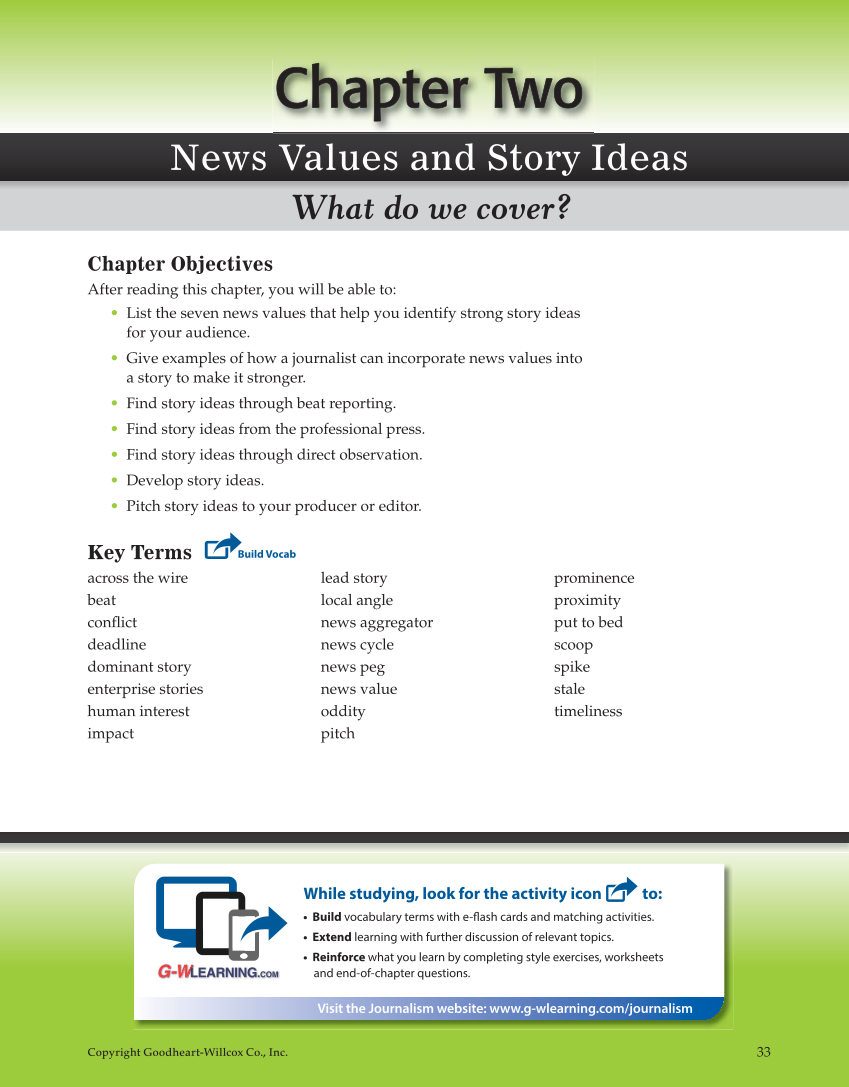 Journalism: Publishing Across Media, 1st Edition page 33