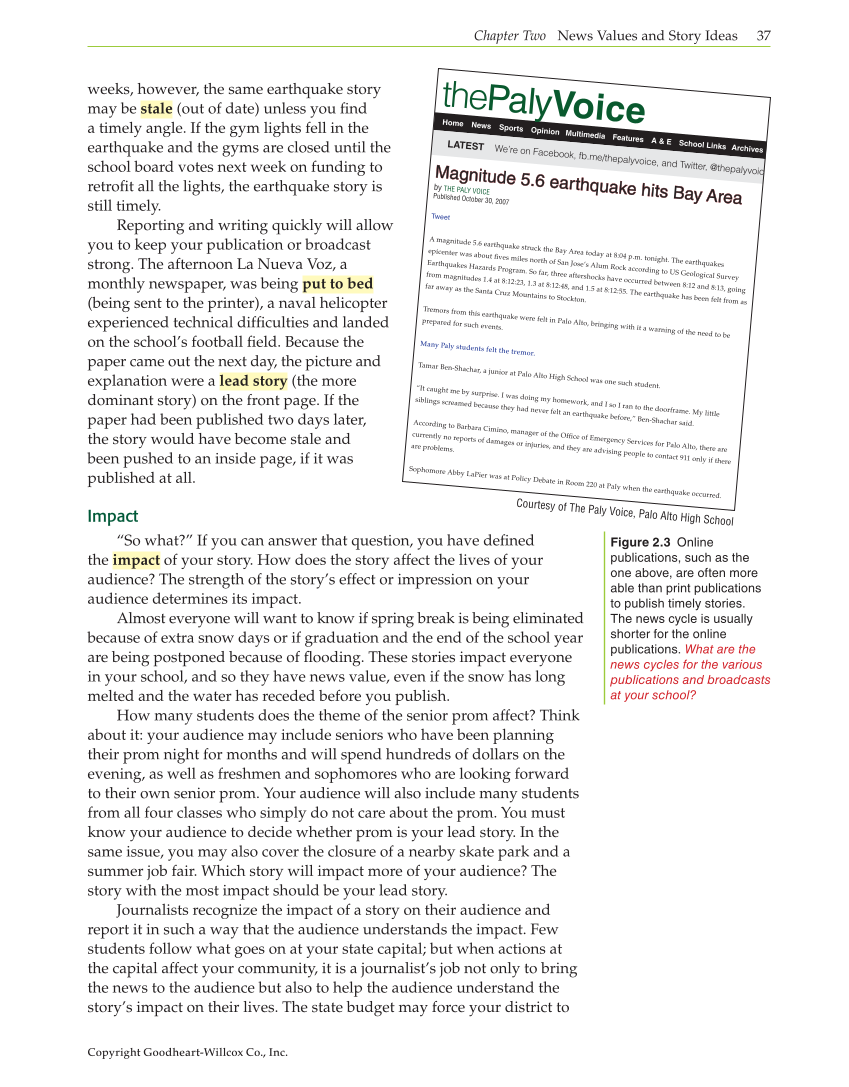 Journalism: Publishing Across Media, 1st Edition page 37