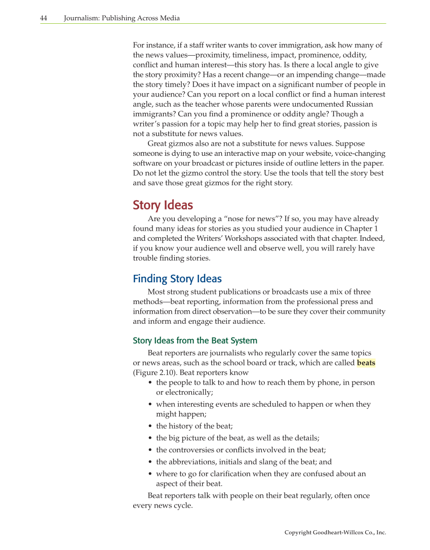 Journalism: Publishing Across Media, 1st Edition page 44