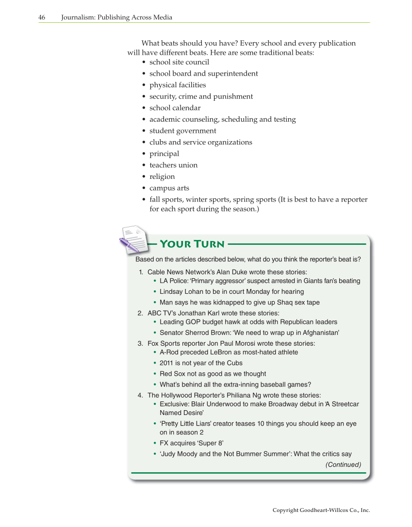 Journalism: Publishing Across Media, 1st Edition page 46
