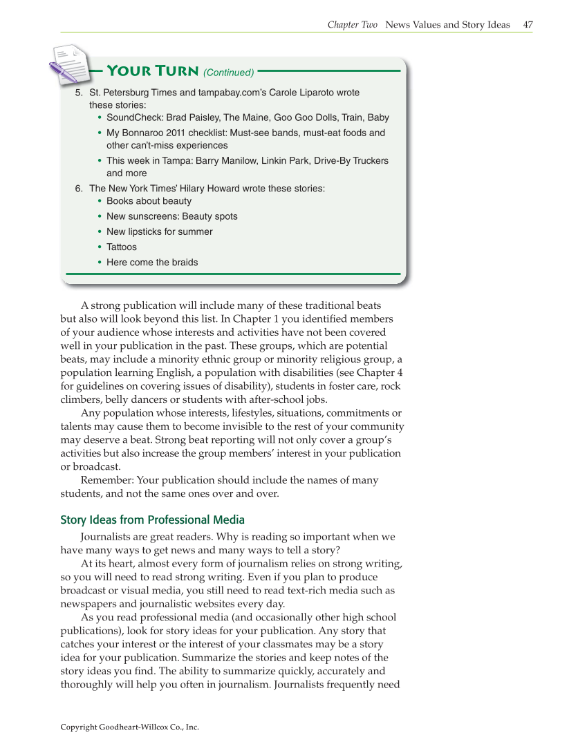 Journalism: Publishing Across Media, 1st Edition page 47
