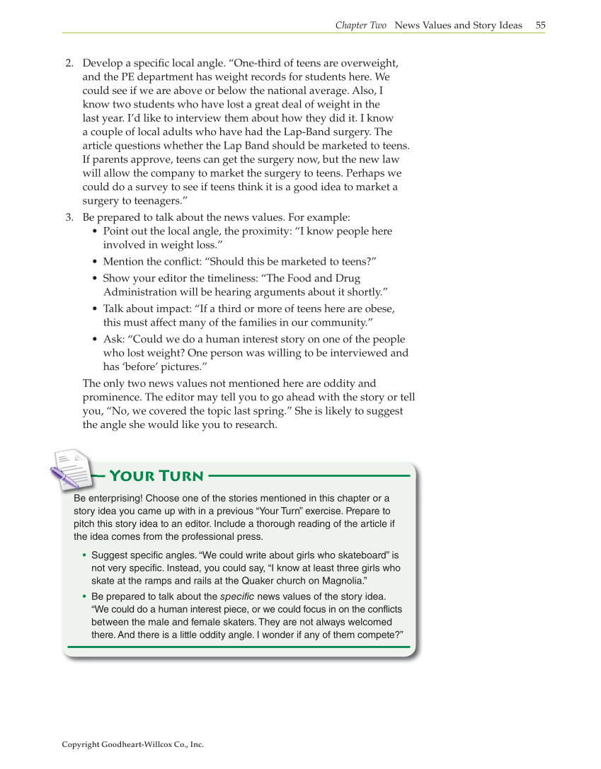 Journalism: Publishing Across Media, 1st Edition page 55