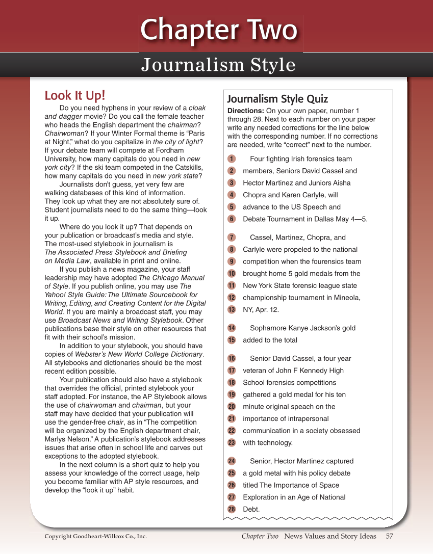 Journalism: Publishing Across Media, 1st Edition page 57