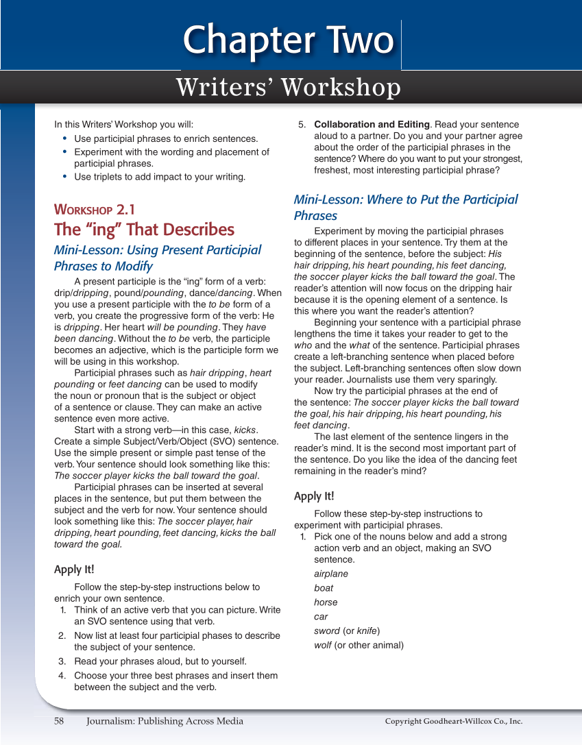 Journalism: Publishing Across Media, 1st Edition page 58