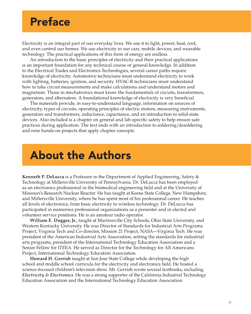 Electricity, 11th Edition page iii