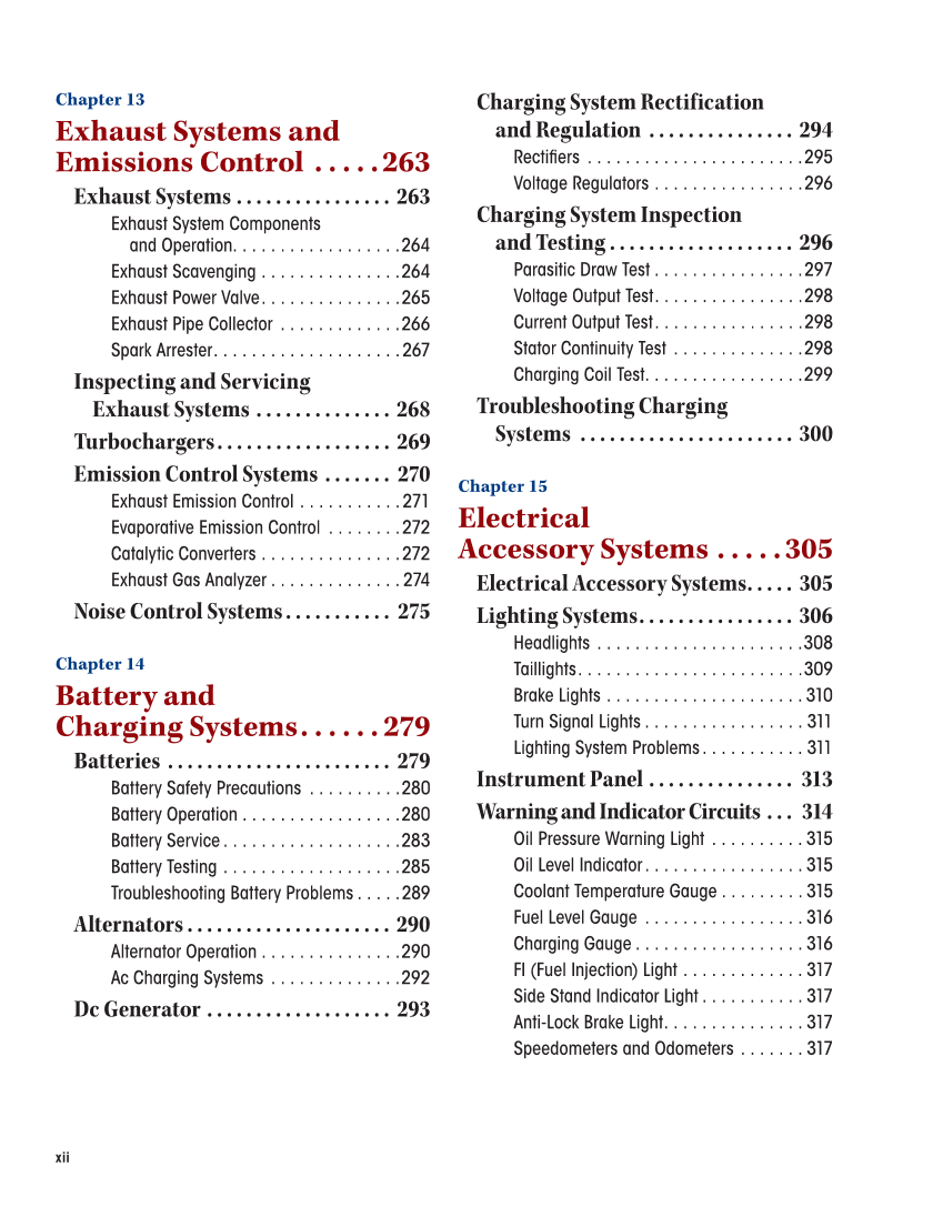 Motorcycles: Fundamentals, Service, Repair, 4th Edition page xii