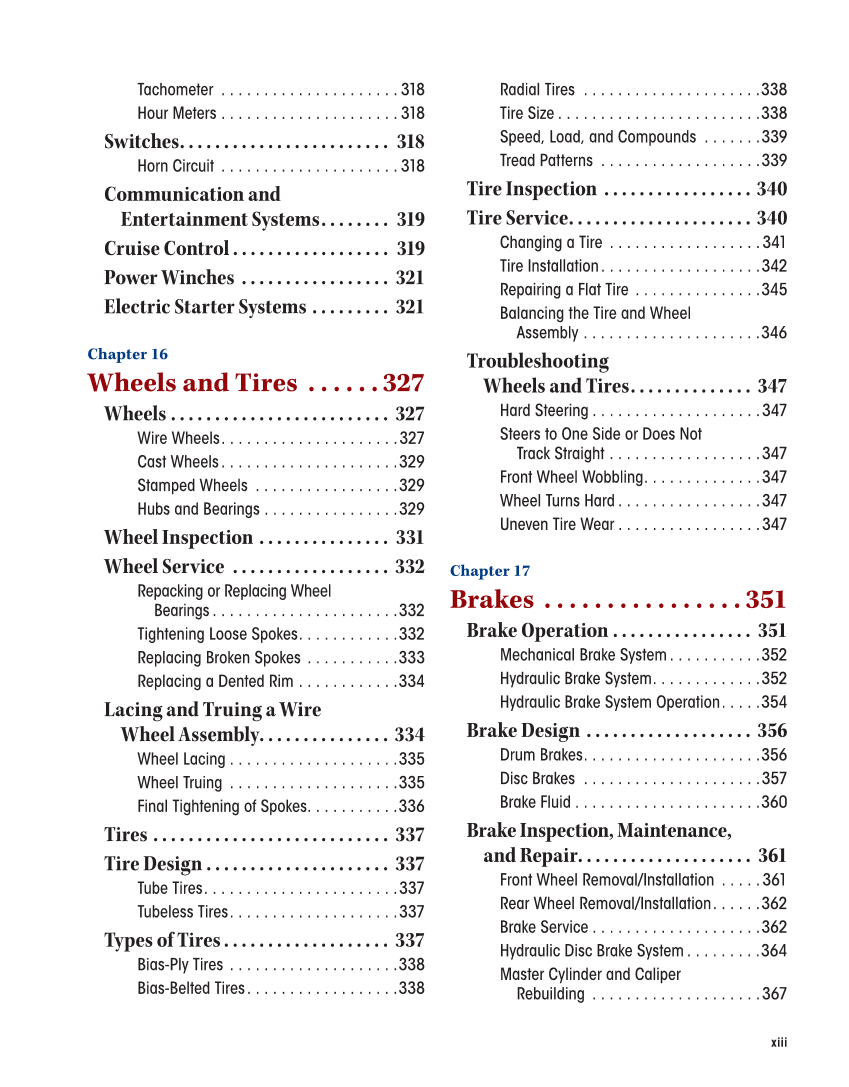 Motorcycles: Fundamentals, Service, Repair, 4th Edition page xiii