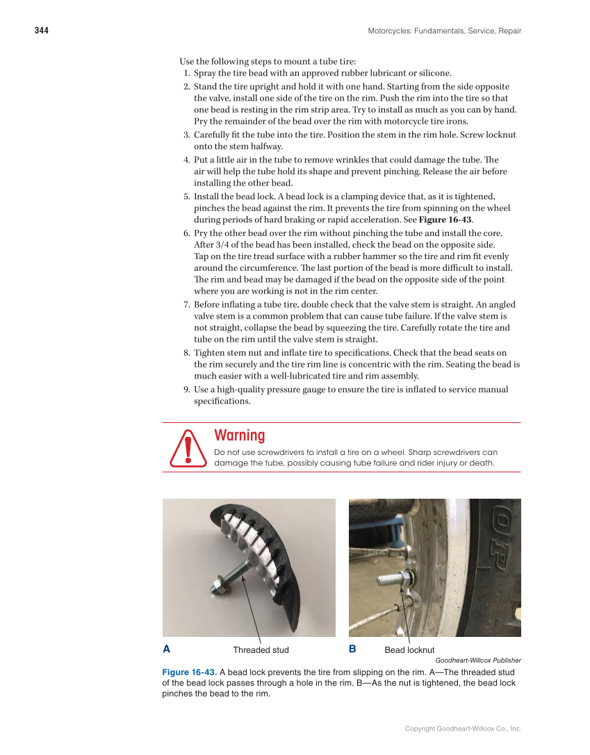 Motorcycles: Fundamentals, Service, Repair, 4th Edition page 344