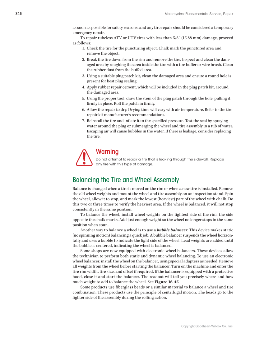 Motorcycles: Fundamentals, Service, Repair, 4th Edition page 346