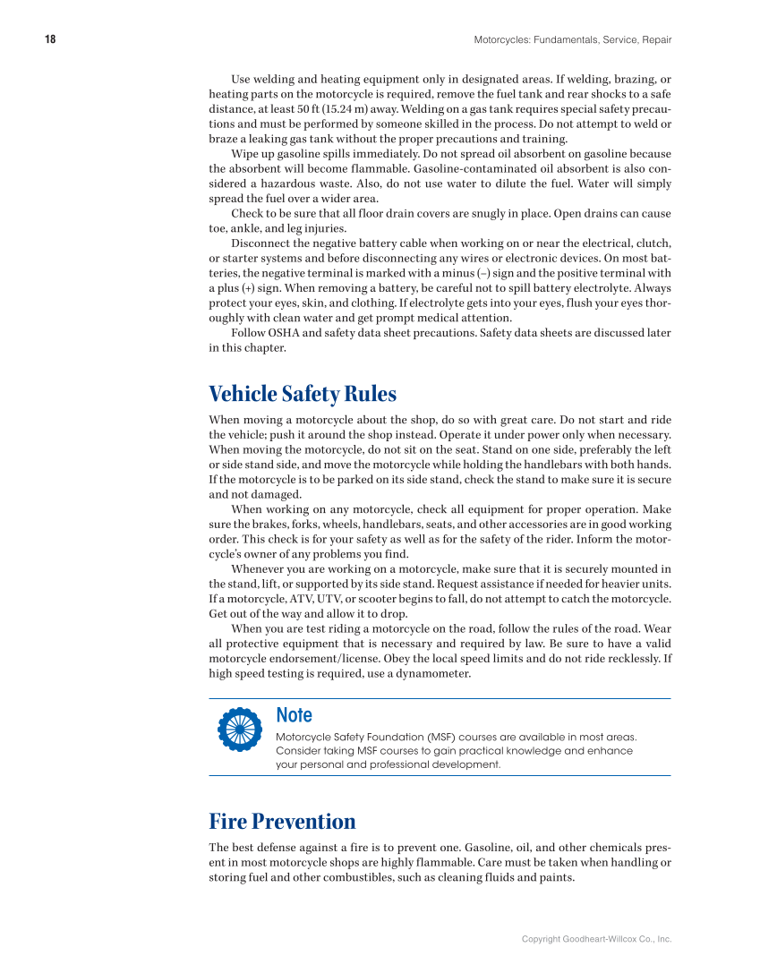 Motorcycles: Fundamentals, Service, Repair, 4th Edition page 18
