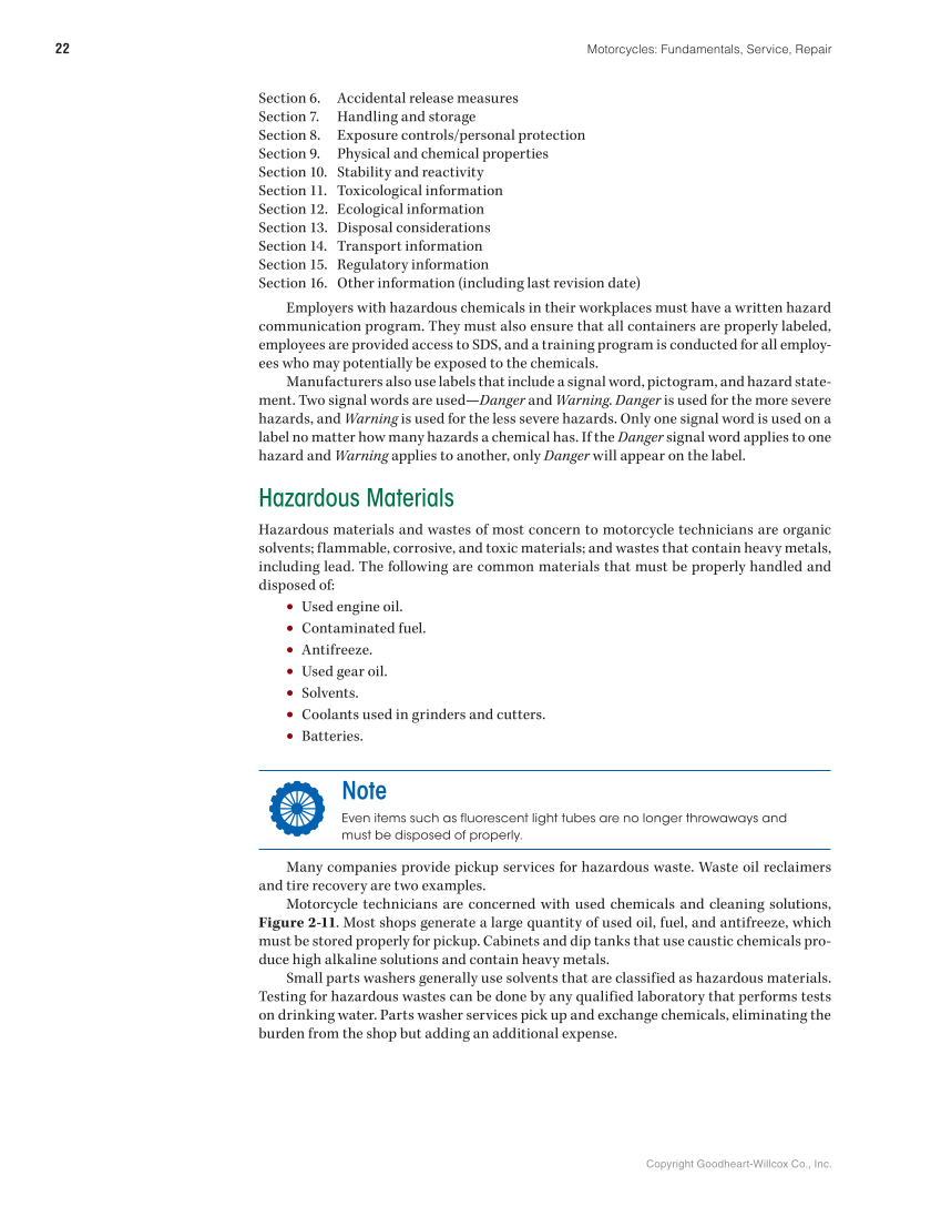 Motorcycles: Fundamentals, Service, Repair, 4th Edition page 22