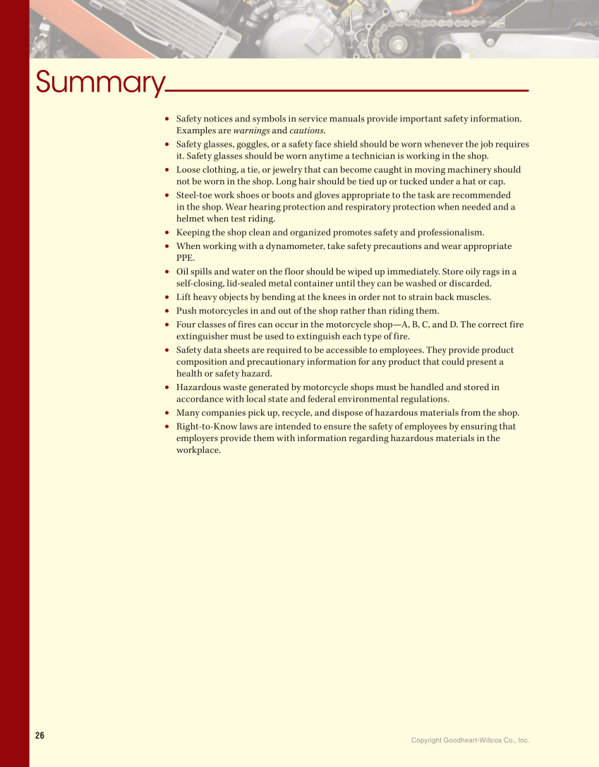 Motorcycles: Fundamentals, Service, Repair, 4th Edition page 26