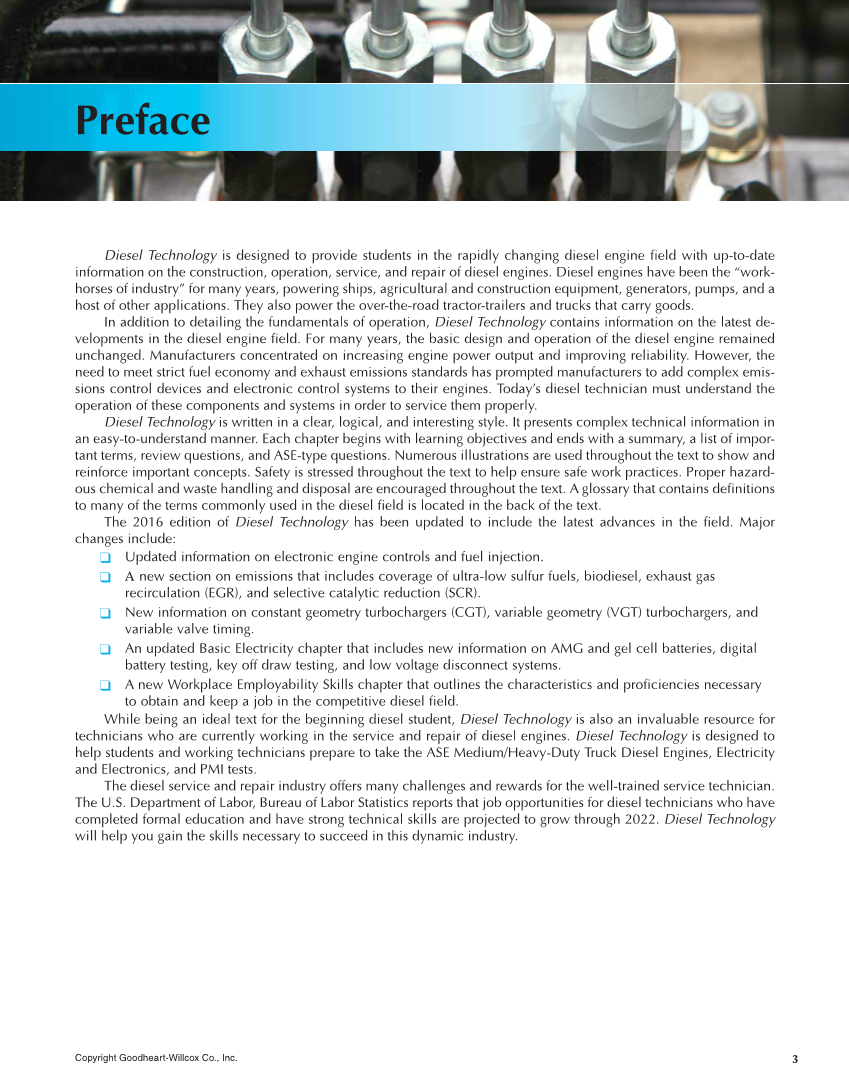 Diesel Technology, 8th Edition page 3