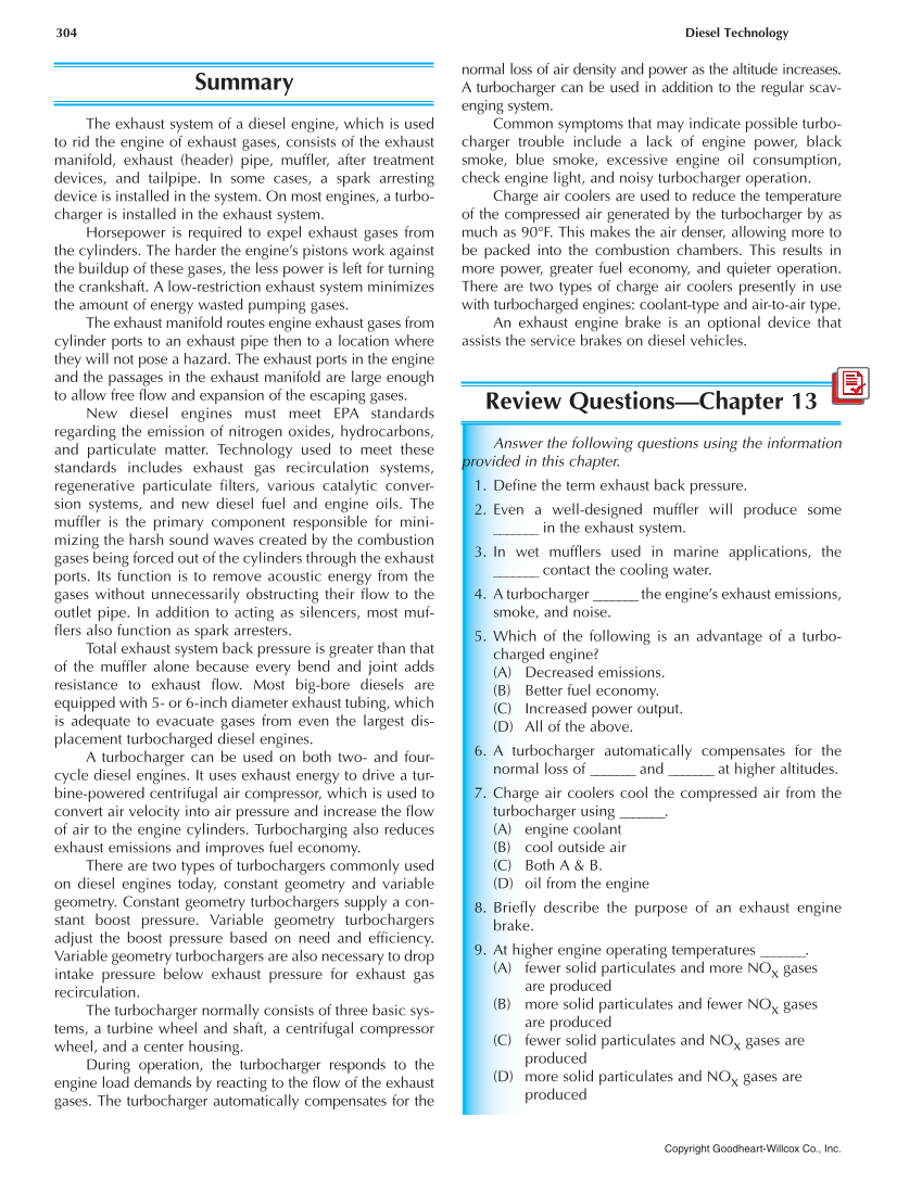 Diesel Technology, 8th Edition page 304