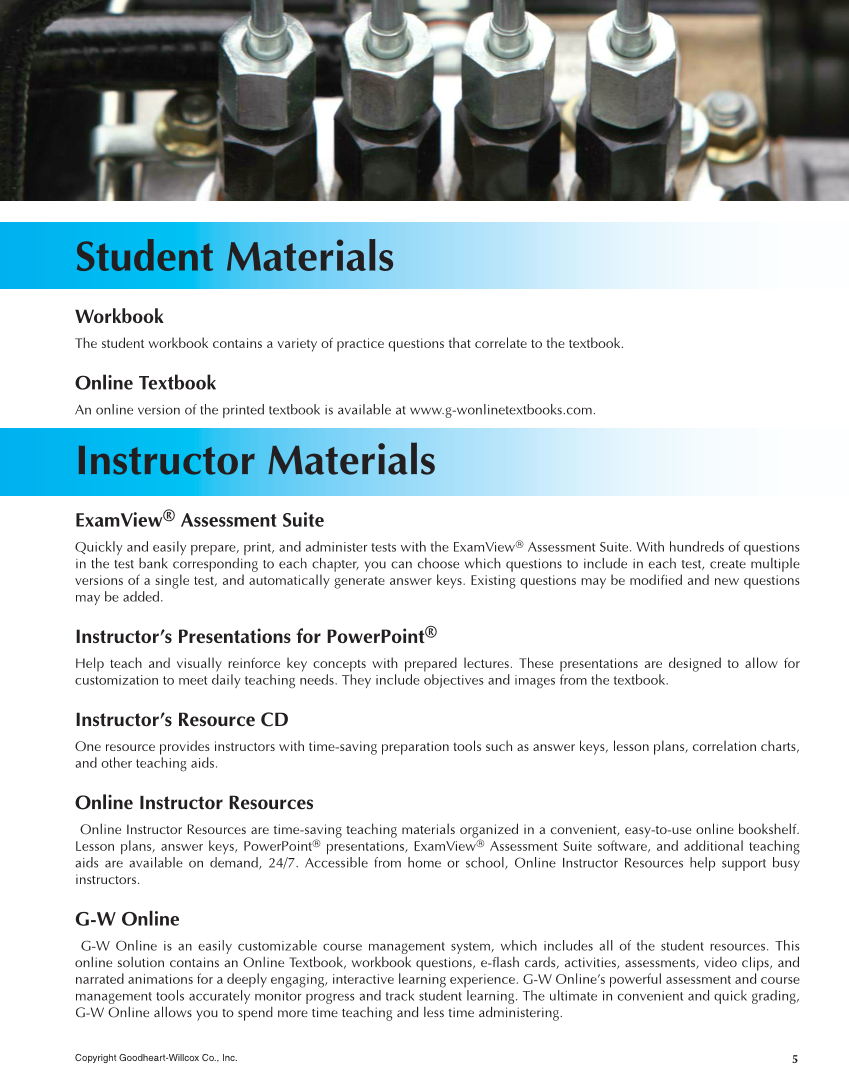 Diesel Technology, 8th Edition page 5