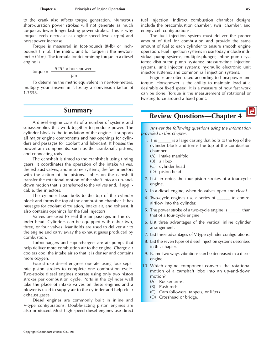 Diesel Technology, 8th Edition page 85