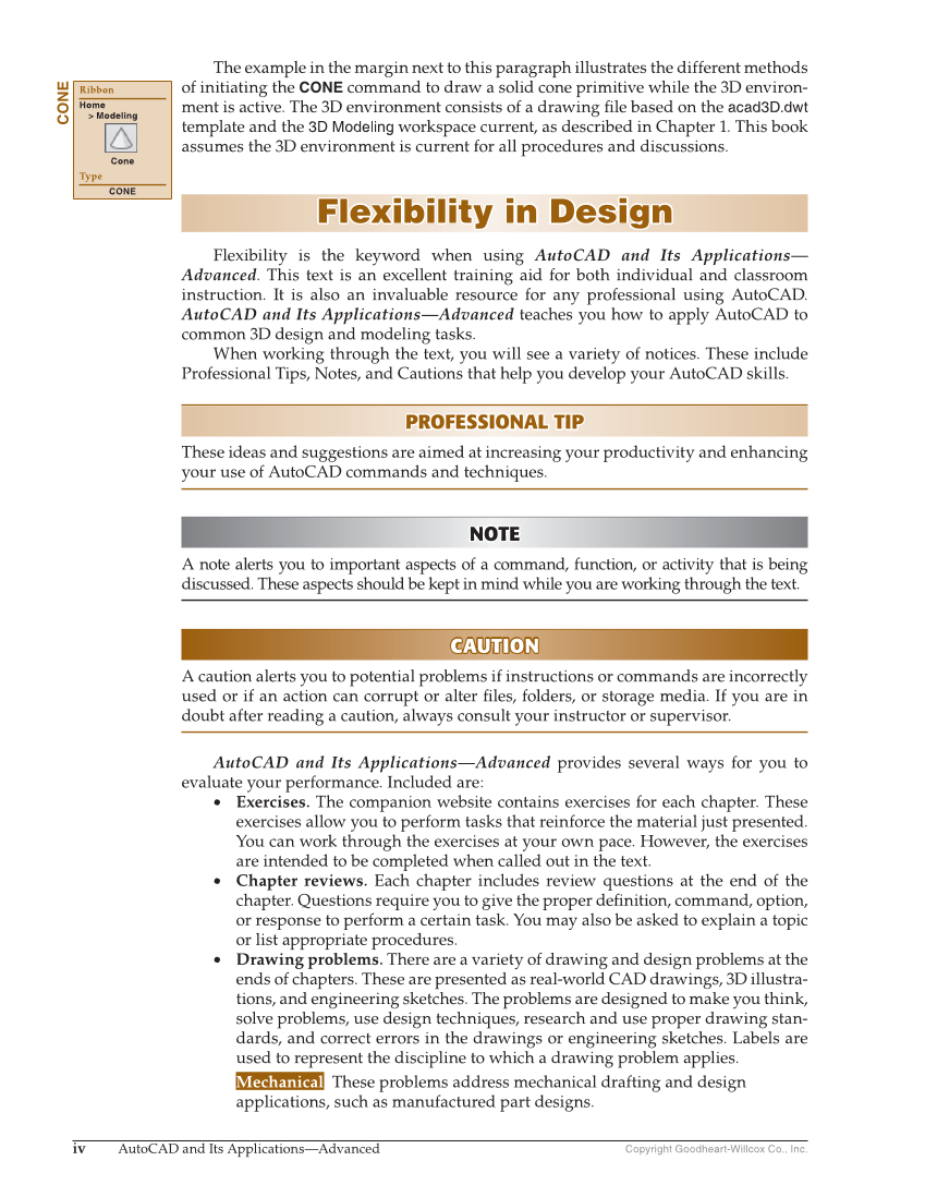 AutoCAD and Its Applications—Comprehensive 2020, 27th Edition page iv